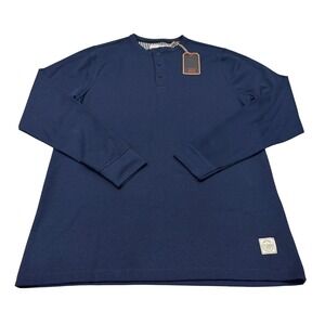 Eighth Ave Builders Collection Mens XL Henley Shirt Navy Blue Waffle Knit NWT‎